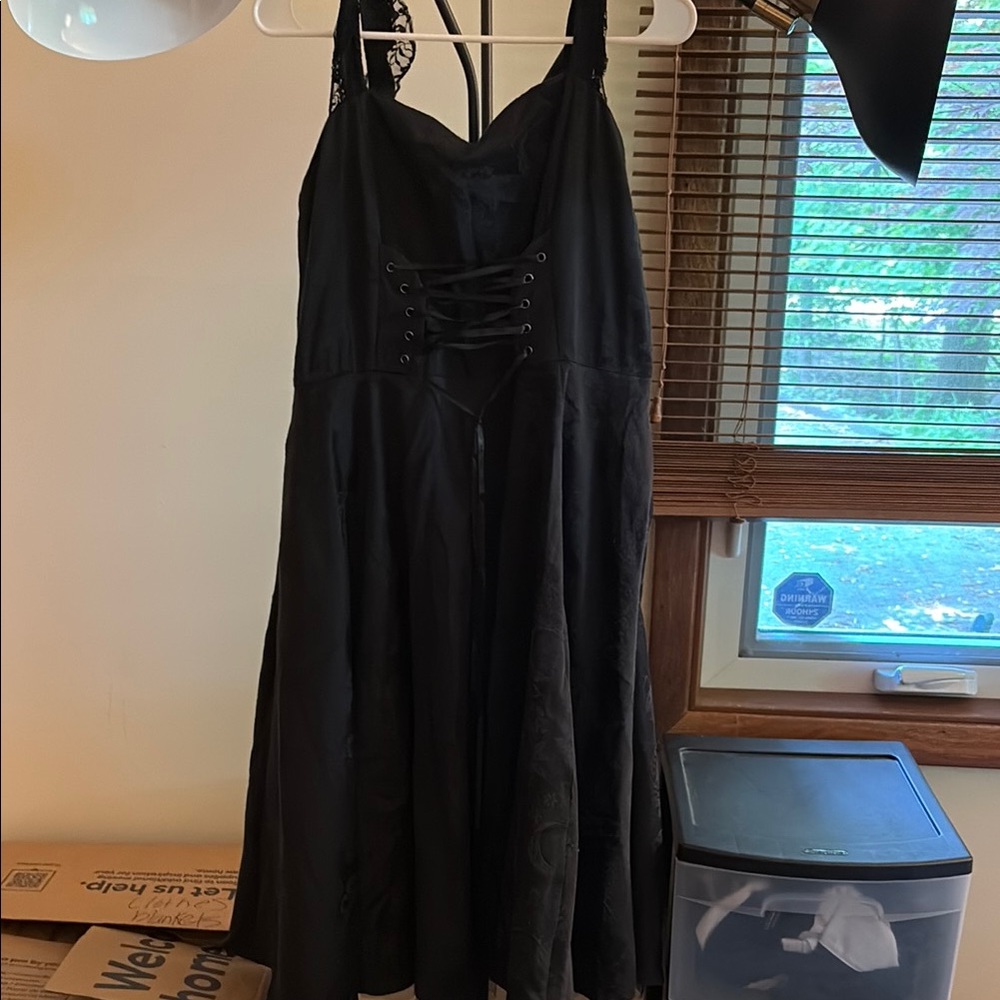 Elegant Black Lace-Up Dress